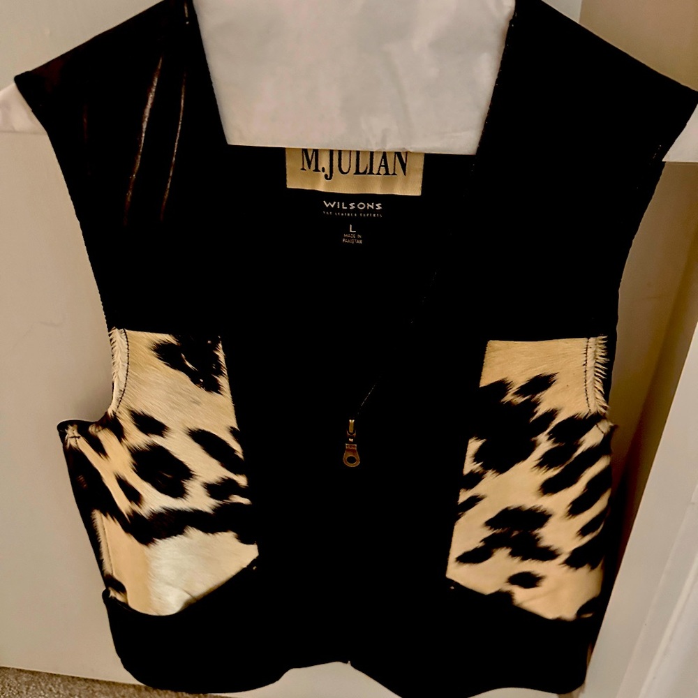 Leather "cowboy/cowgirl vest, brown with pattern